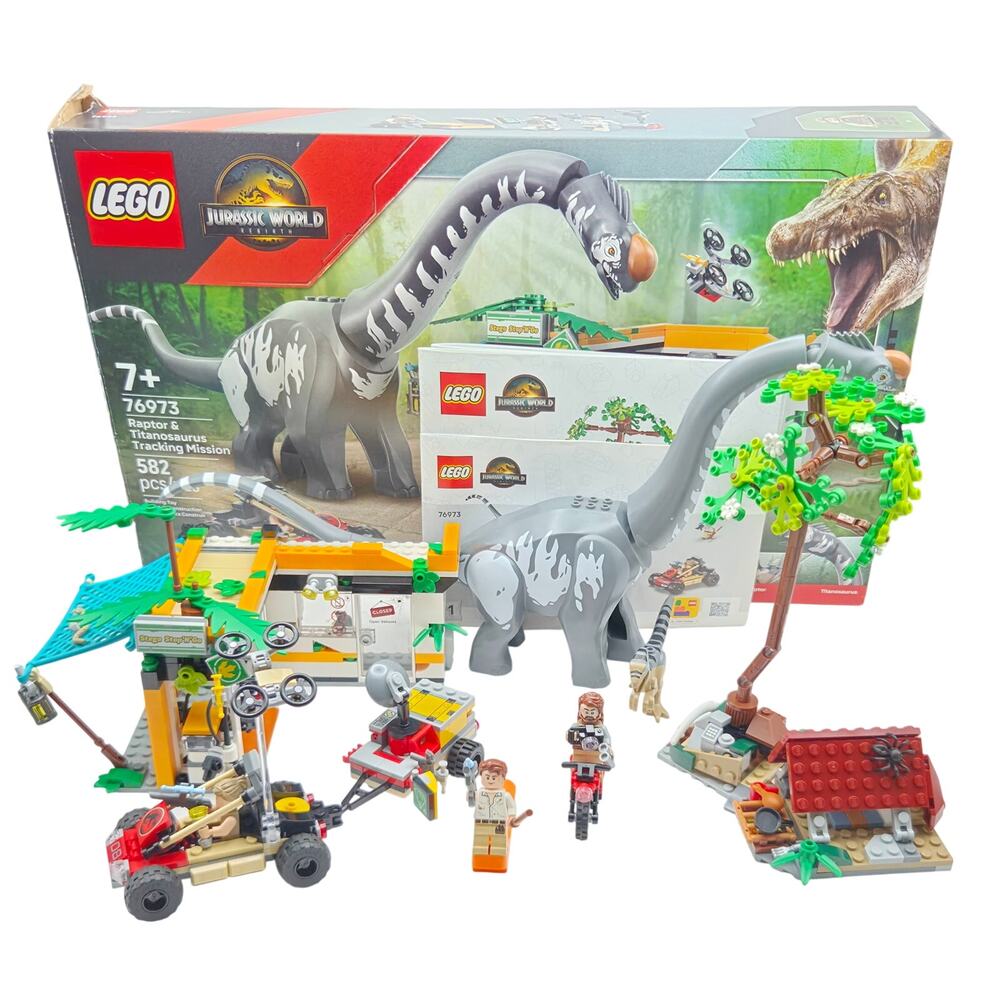 LEGO Jurassic World 76973 Raptor Titanosaurus Tracking Mission Complete Box